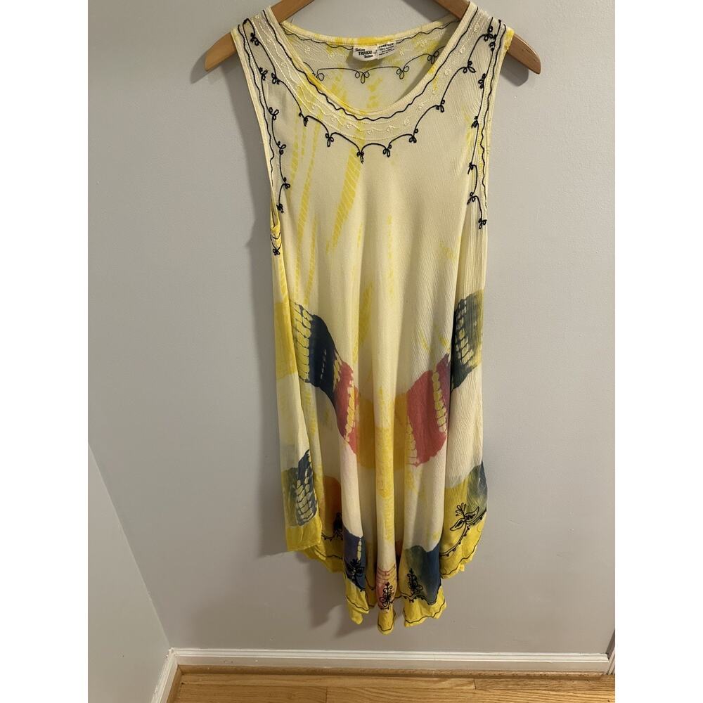Indian Tropical Fashion Dress Tie Dye One Size Sundress Lime Bright Tropical
